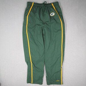 Green Bay Packers Pants Mens Medium Green Reebok Lined Windbreaker NFL 28x28